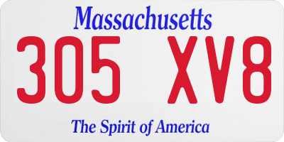 MA license plate 305XV8