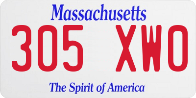 MA license plate 305XW0