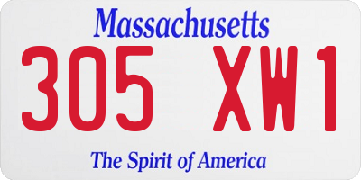 MA license plate 305XW1