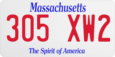 MA license plate 305XW2