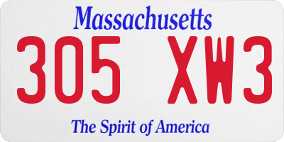 MA license plate 305XW3