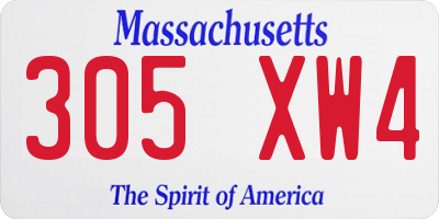 MA license plate 305XW4