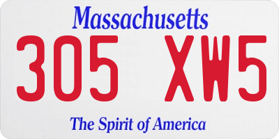 MA license plate 305XW5