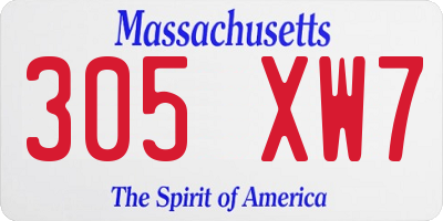 MA license plate 305XW7