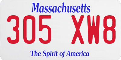 MA license plate 305XW8