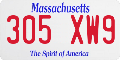 MA license plate 305XW9