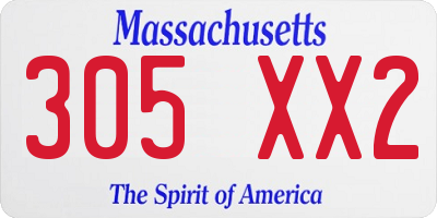 MA license plate 305XX2
