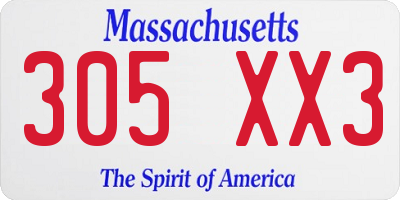 MA license plate 305XX3