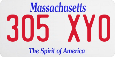 MA license plate 305XY0