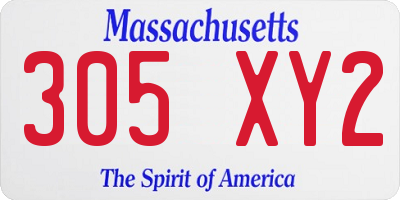 MA license plate 305XY2