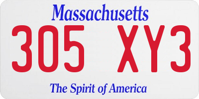 MA license plate 305XY3