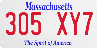 MA license plate 305XY7