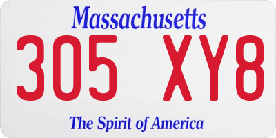 MA license plate 305XY8