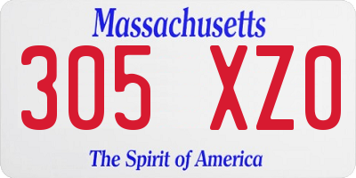 MA license plate 305XZ0