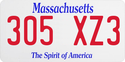MA license plate 305XZ3