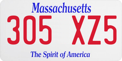 MA license plate 305XZ5
