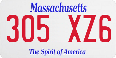 MA license plate 305XZ6