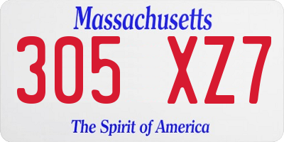 MA license plate 305XZ7