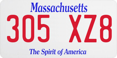 MA license plate 305XZ8