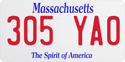 MA license plate 305YA0