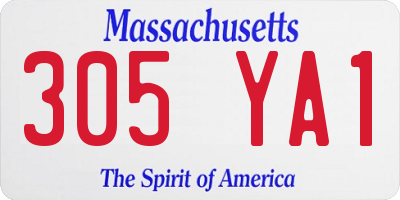 MA license plate 305YA1