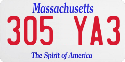 MA license plate 305YA3