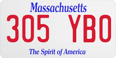 MA license plate 305YB0