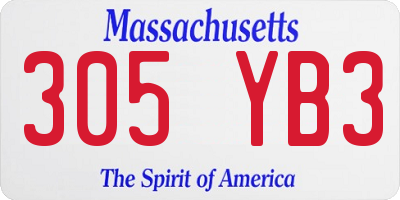 MA license plate 305YB3