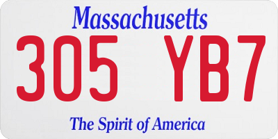 MA license plate 305YB7