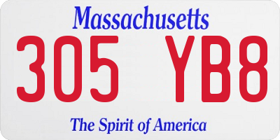 MA license plate 305YB8