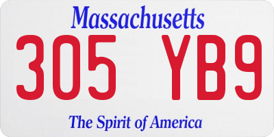 MA license plate 305YB9