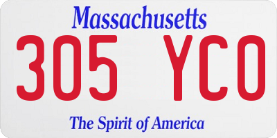 MA license plate 305YC0