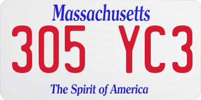 MA license plate 305YC3