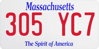 MA license plate 305YC7