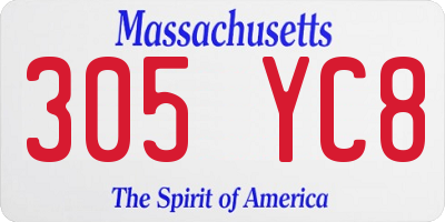 MA license plate 305YC8