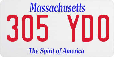 MA license plate 305YD0