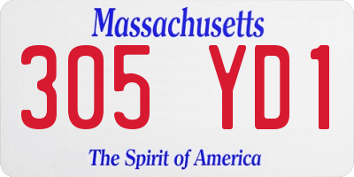 MA license plate 305YD1