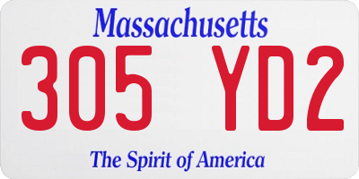 MA license plate 305YD2