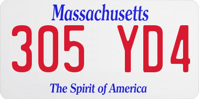 MA license plate 305YD4