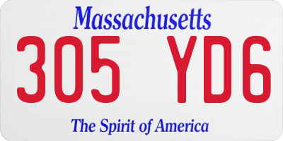 MA license plate 305YD6