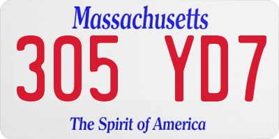 MA license plate 305YD7