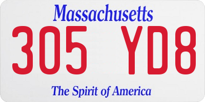 MA license plate 305YD8