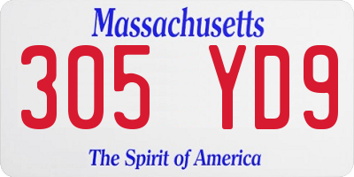 MA license plate 305YD9