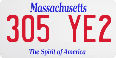 MA license plate 305YE2