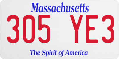 MA license plate 305YE3