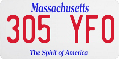 MA license plate 305YF0