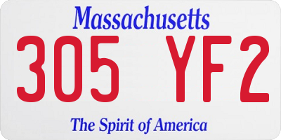 MA license plate 305YF2