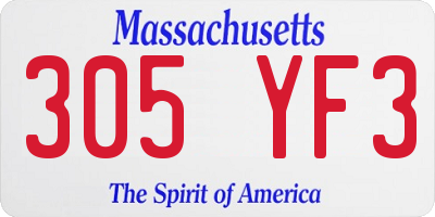 MA license plate 305YF3