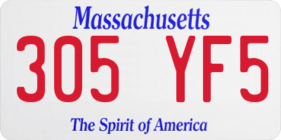 MA license plate 305YF5