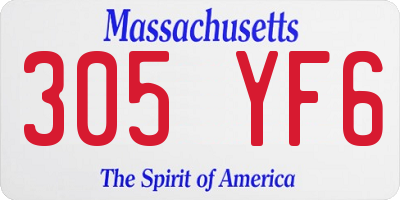 MA license plate 305YF6